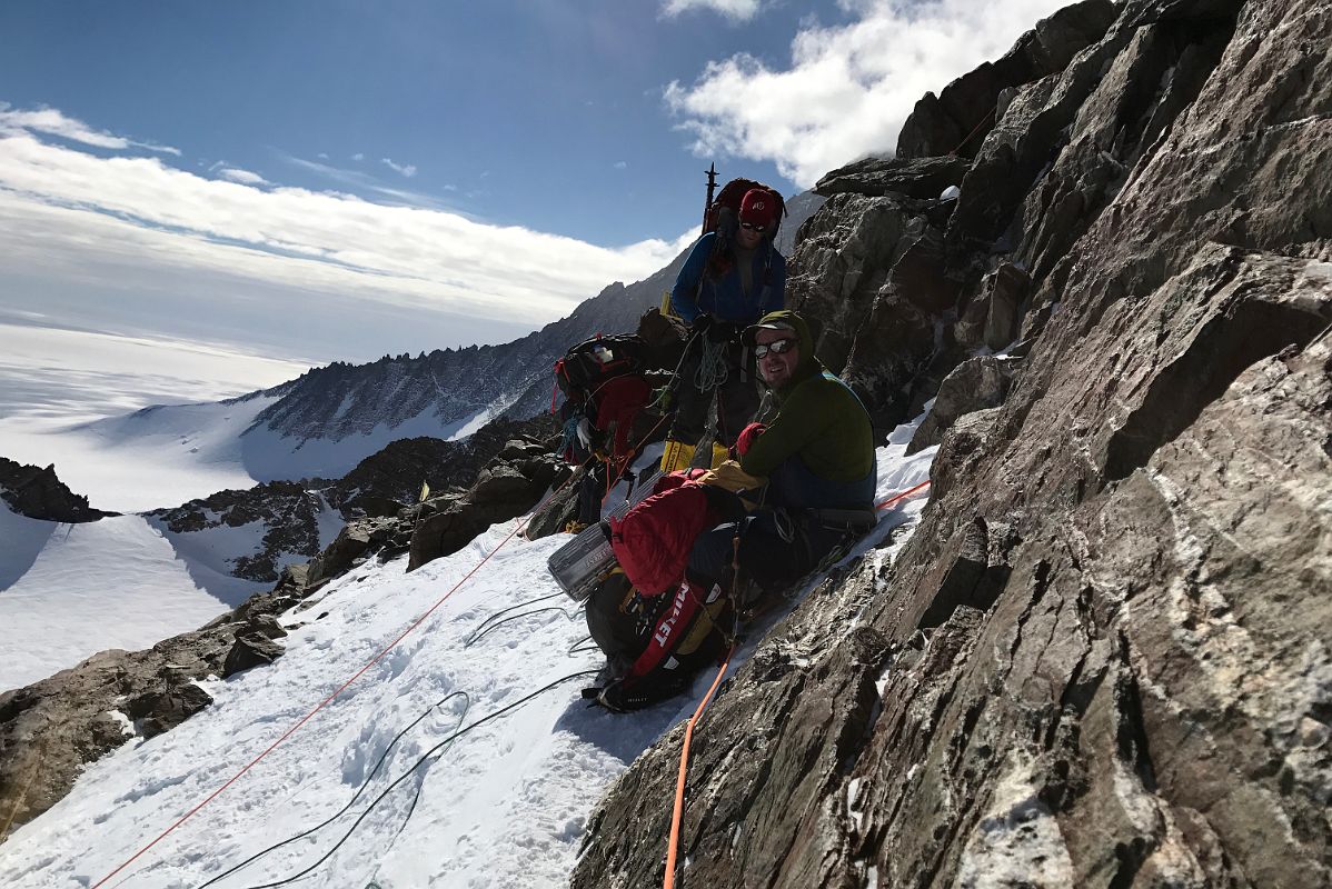03B Resting In The Rock Band On The Climb Up The Fixed Ropes From Mount Vinson Low Camp To High Camp